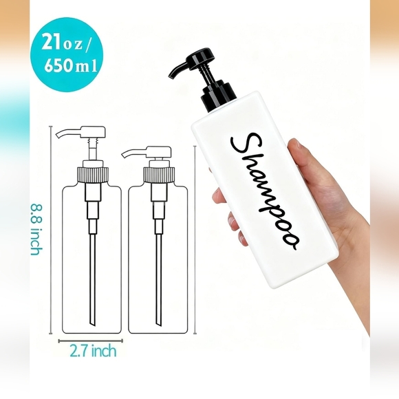 NIB Didroom White Shampoo, Body Wash, and Conditioner Dispenser Set - Picture 2 of 5